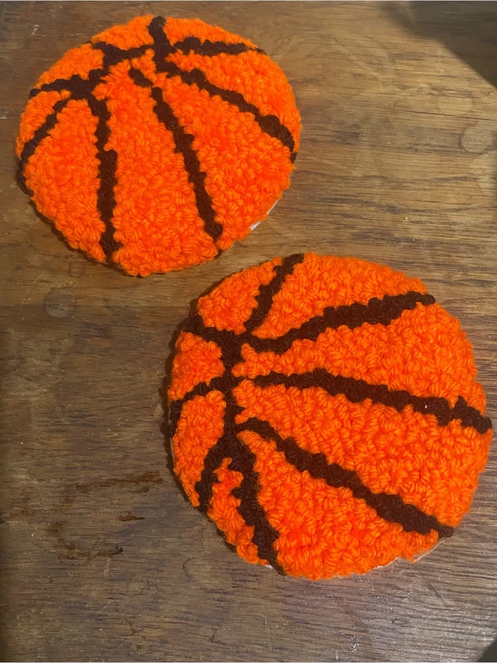 Handmade Orange Basketball Drink Coasters - Set of 2